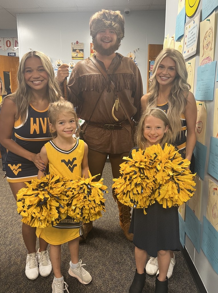 Our Kindergarten and 1st grade students got a special visit from th e WVU mountaineer and cheerleaders!