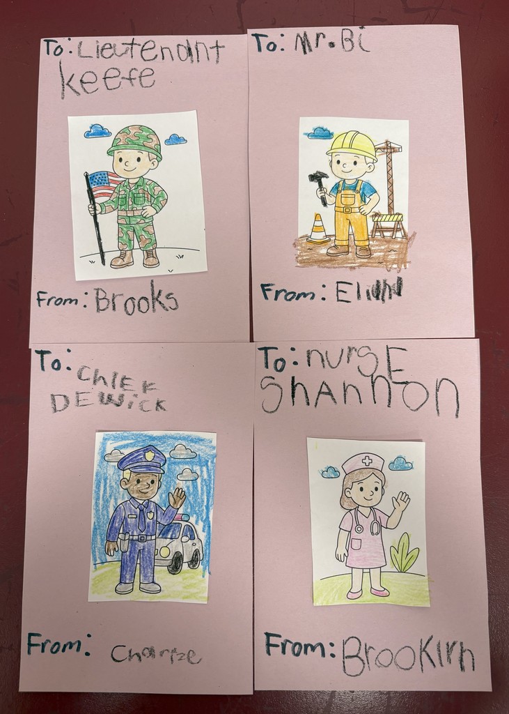 They also have been learning about different communities. They made cards for community helpers to celebrate all they do for local communities