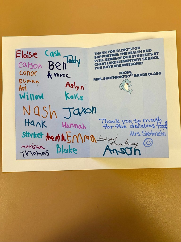 Shout out to Mrs. Skotinicki's class! They are the winners of the Taziki's Classroom Party for being the first in the school to turn in their School Health Forms. Thank you so much Taziki's for supporting the health and well being of our students at CLES!