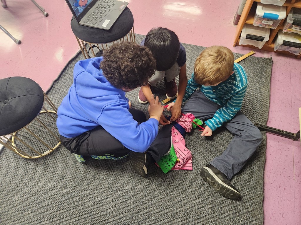 Mrs. Pitt's 4th graders are exploring a wilderness survival unit. On their trail hike, they made observations, scouted campsite locations, and practiced creating splints using soft, rigid, and found materials.