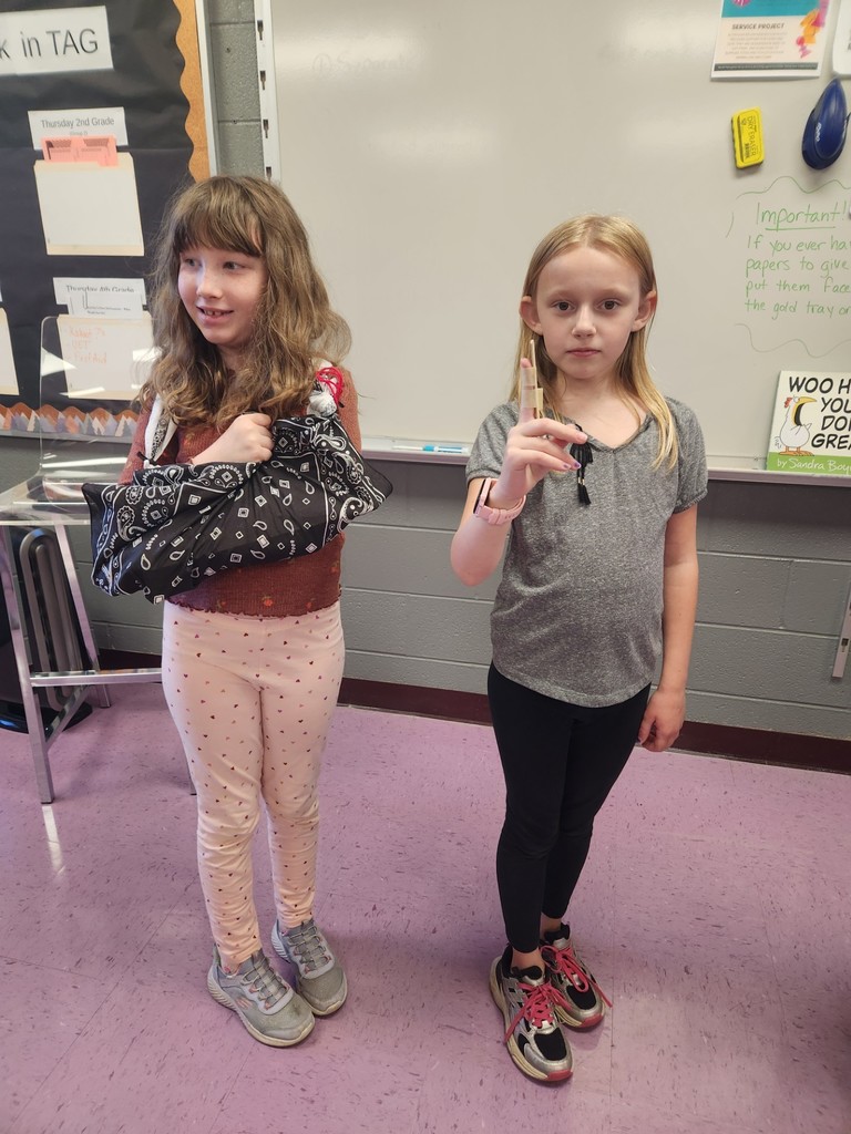 Mrs. Pitt's 4th graders are exploring a wilderness survival unit. On their trail hike, they made observations, scouted campsite locations, and practiced creating splints using soft, rigid, and found materials.