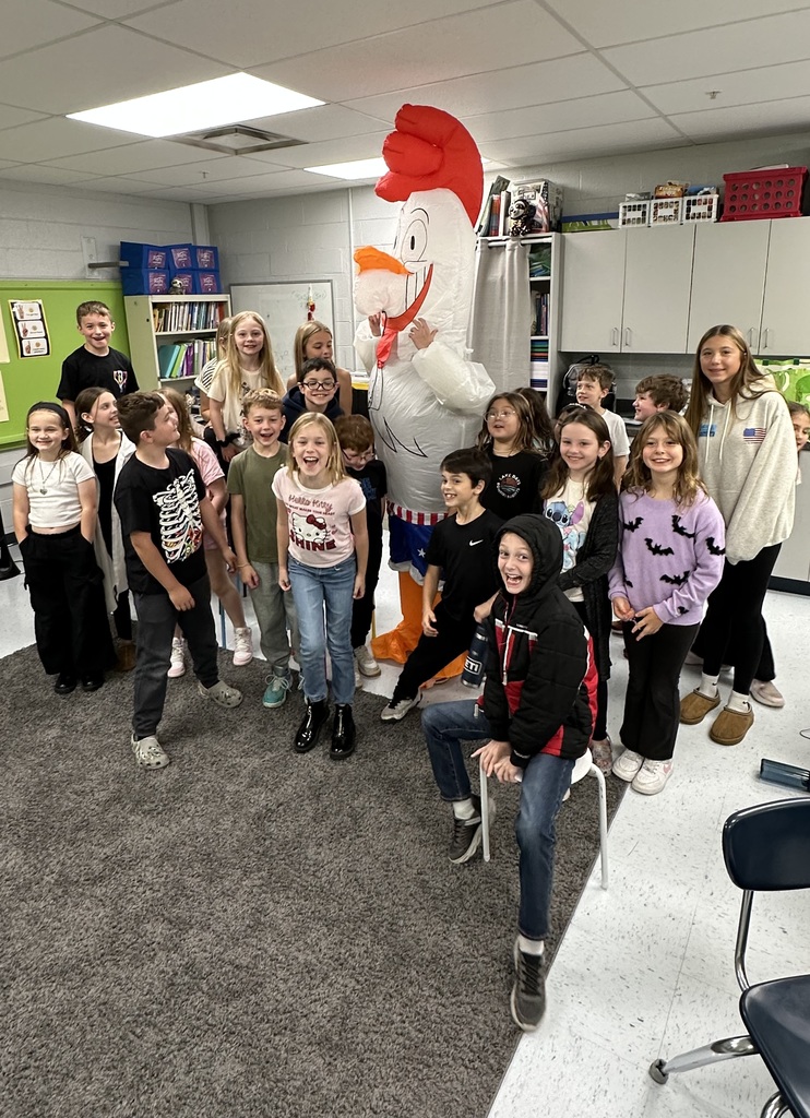 Special Guest Alert! Today, Mrs. Roger’s 3rd grade class got a spooky surprise when Keenan—aka Scramble, an 8th grade chicken and former student—returned to read Click Clack Boo!