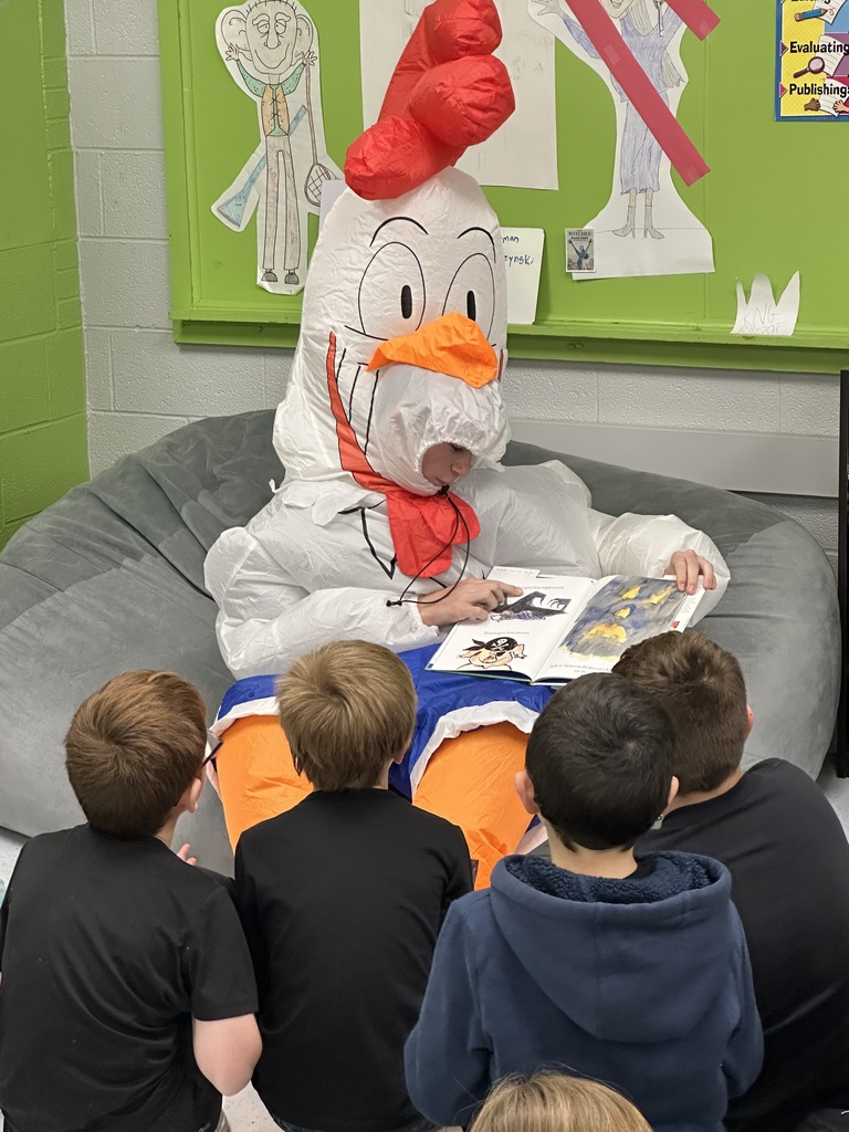 Special Guest Alert! Today, Mrs. Roger’s 3rd grade class got a spooky surprise when Keenan—aka Scramble, an 8th grade chicken and former student—returned to read Click Clack Boo!
