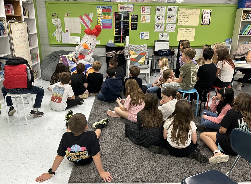 Special Guest Alert! Today, Mrs. Roger’s 3rd grade class got a spooky surprise when Keenan—aka Scramble, an 8th grade chicken and former student—returned to read Click Clack Boo!