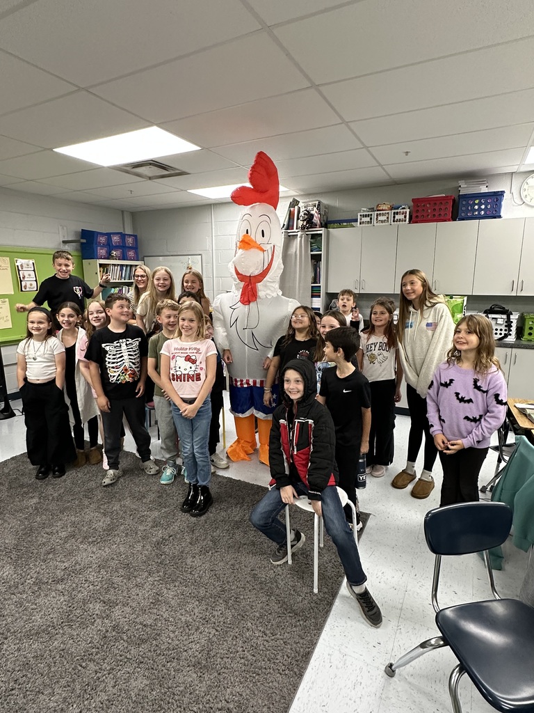 Special Guest Alert! Today, Mrs. Roger’s 3rd grade class got a spooky surprise when Keenan—aka Scramble, an 8th grade chicken and former student—returned to read Click Clack Boo!