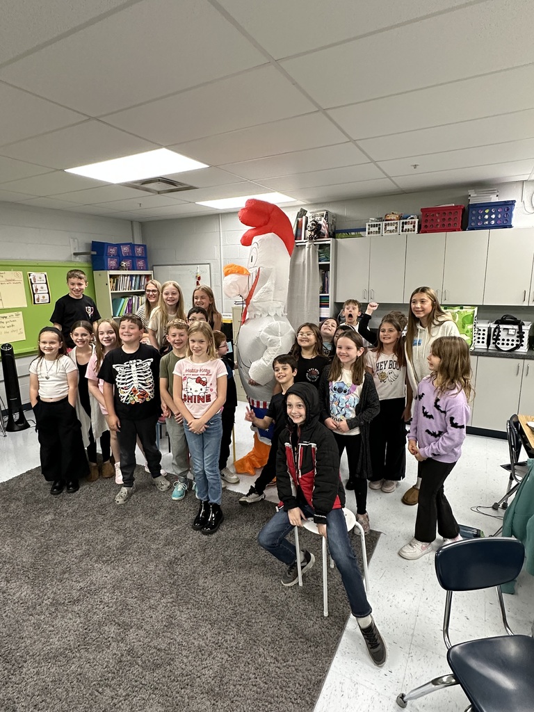 Special Guest Alert! Today, Mrs. Roger’s 3rd grade class got a spooky surprise when Keenan—aka Scramble, an 8th grade chicken and former student—returned to read Click Clack Boo!