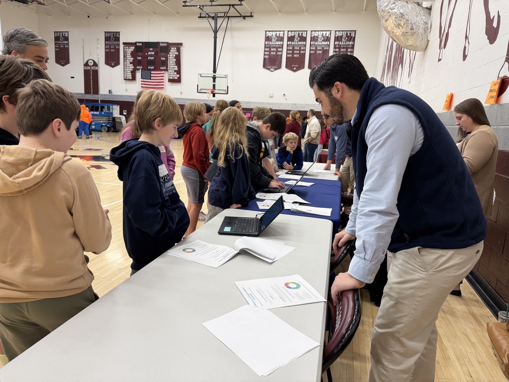 Students at an exhibit