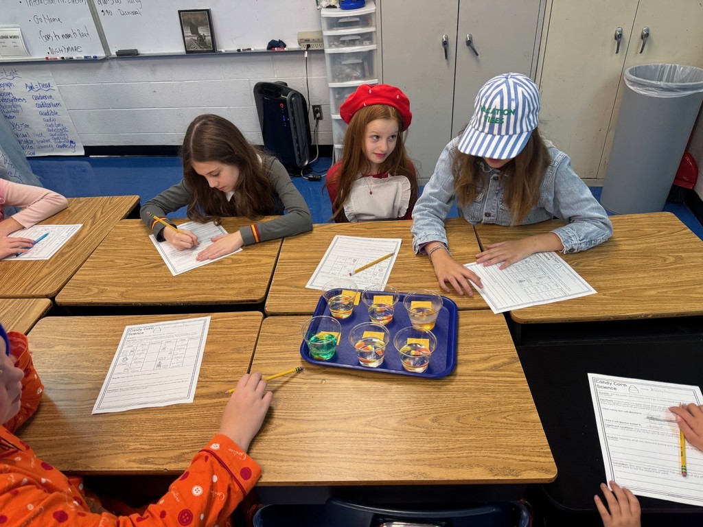 5th Grade Candy Corn Chemists!  Which liquid wins the race to dissolve the candy corn? Warm water, vinegar, rubbing alcohol, and more go head-to-head in this sweet science showdown!