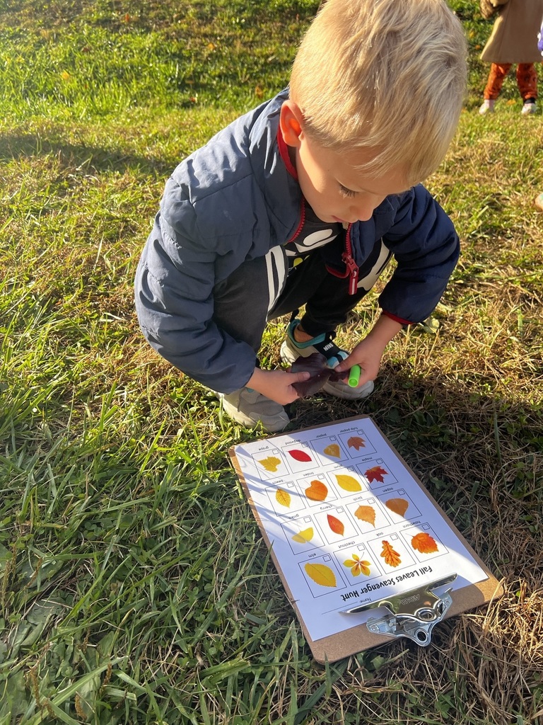 Ms. Gyorko's Pre-K class found the magic of fall! A successful leaf scavenger hunt with the cutest little nature detectives. So many smiles a nd so many leaves