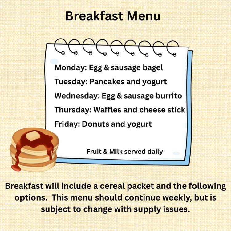 weekly breakfast menu