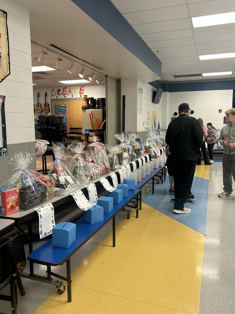 row of gift baskets for raffles