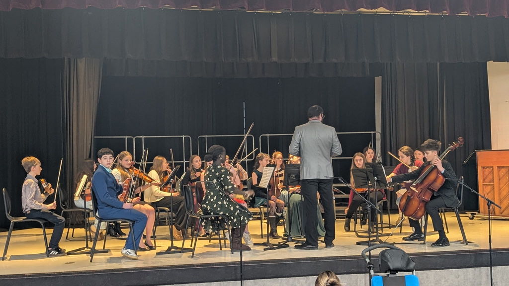 Orchestra students performing