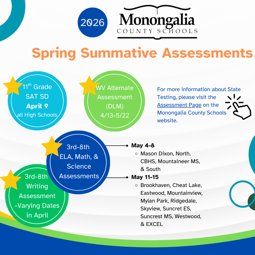 Spring Summative Assessments are coming up! 📝 Students in grades 3–11 will soon have the opportunity to show what they’ve learned this year. Please review the dates and help your child be ready with rest, breakfast, and encouragement. Visit our website’s Assessment Page for more details. 💙 #EmpoweringExcellence