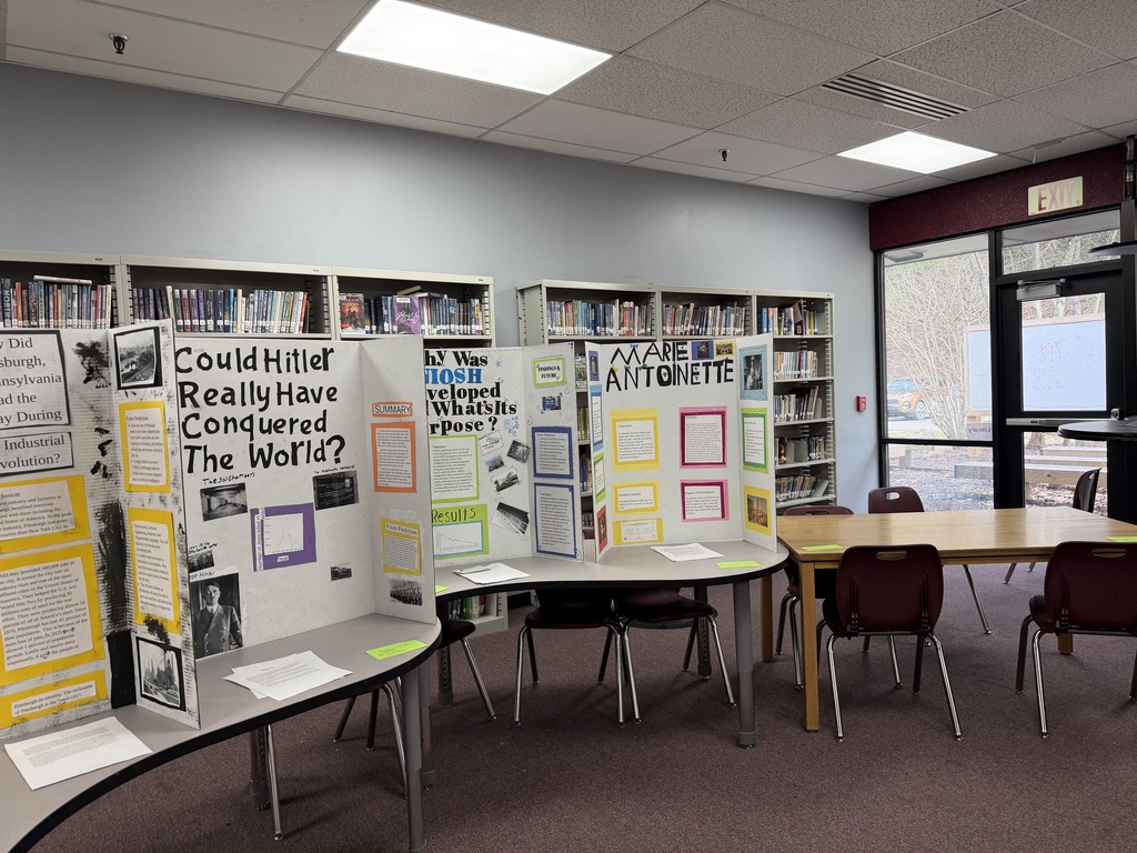 Multiple SS Fair Projects set up in the library