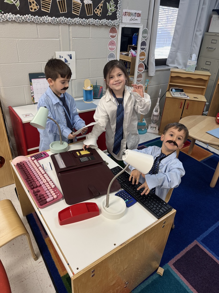Busy little workers hard at play! 🐬💼 Mrs. Maeleah and Mrs. Katie’s preschool class had so much fun running the “Dolphin Desk & Office” center in their classroom this week! 