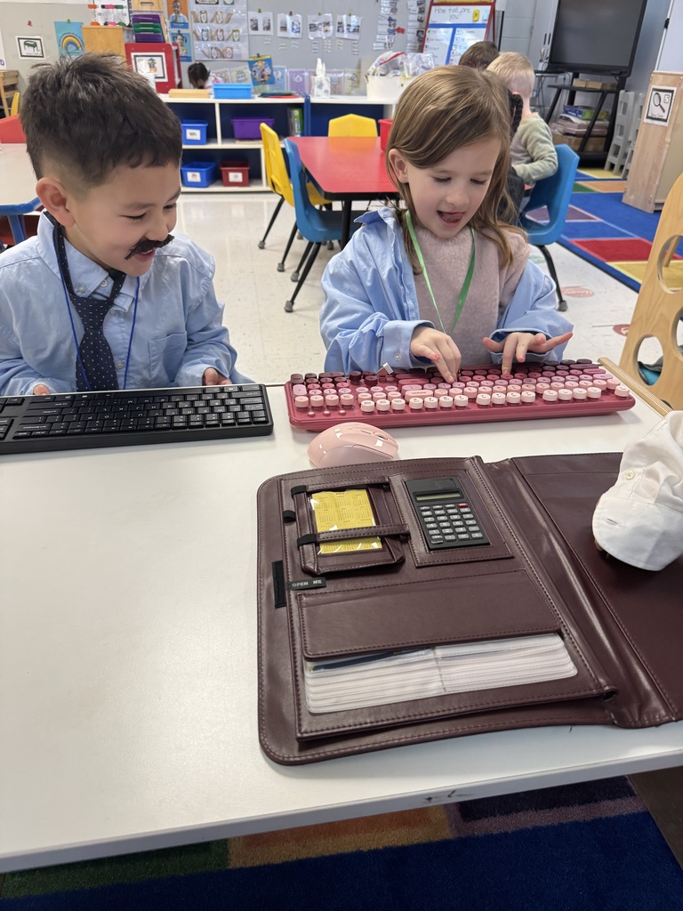 Busy little workers hard at play! 🐬💼 Mrs. Maeleah and Mrs. Katie’s preschool class had so much fun running the “Dolphin Desk & Office” center in their classroom this week! 