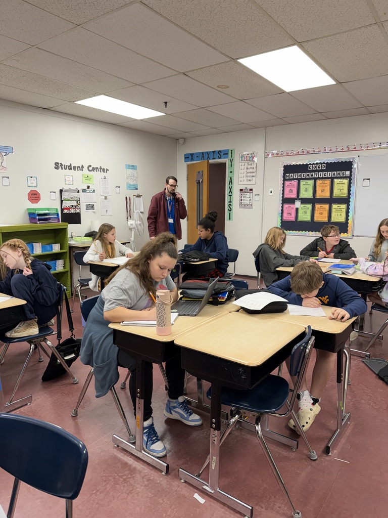 Students working in math class