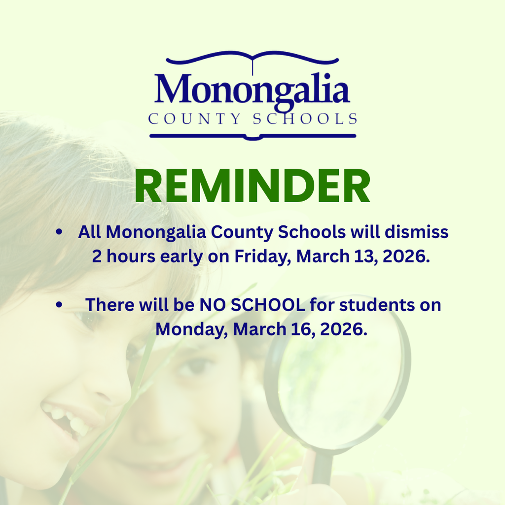 MCS Schools will dismiss 2-hours early on March 13, 2026 and No school for students on Monday, March 16, 2026.
