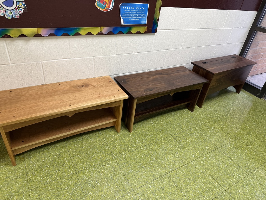 wooden benches