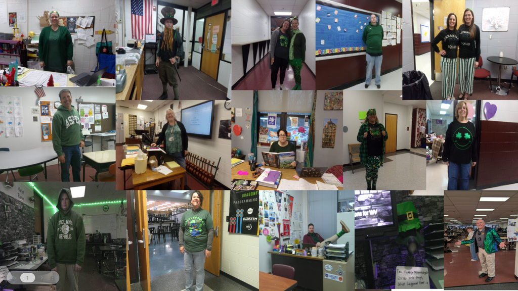 Staff dressed up in green for St. Patrick's Day