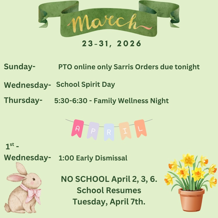 calendar events for March 22- April 1, 2026