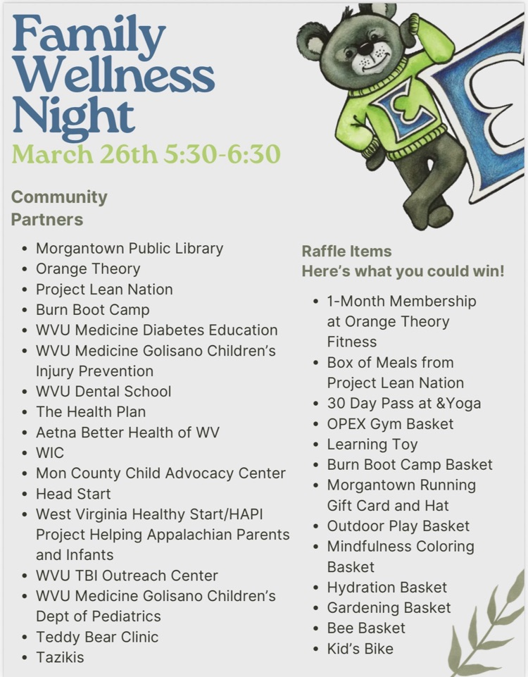 family wellness night community partner list and raffle basket list