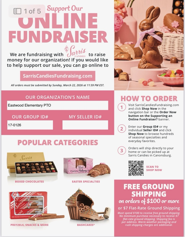 PTO Sarris candy sale flyer 