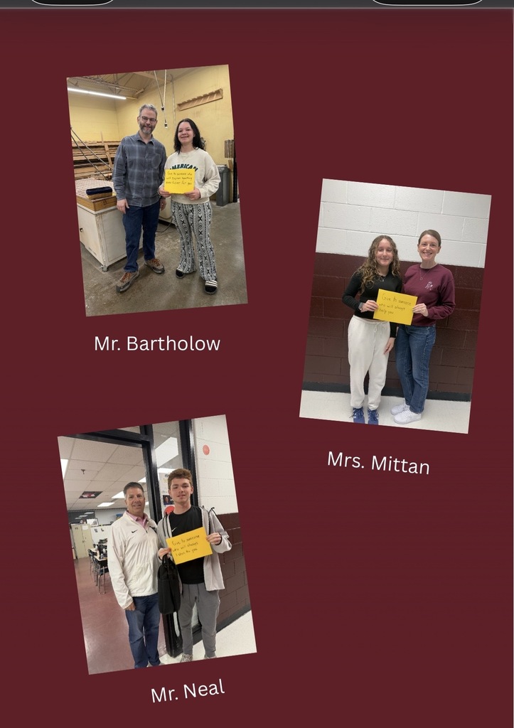 3 photos with a teacher and student holding a sign in each of photo