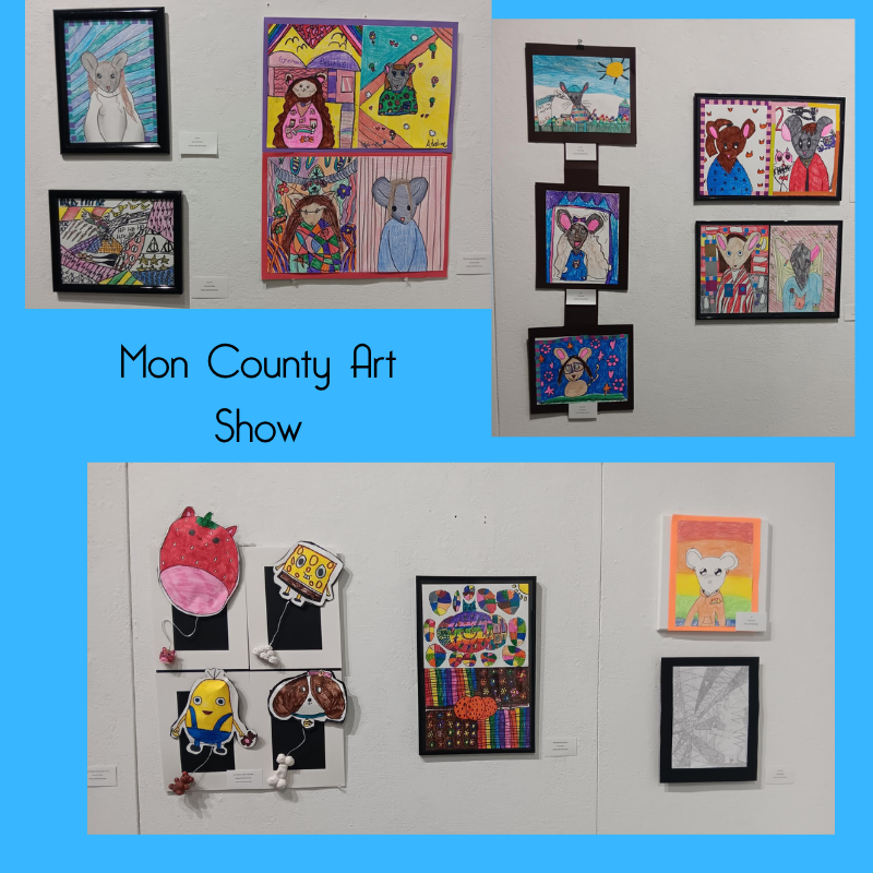 Student artwork featuring mice