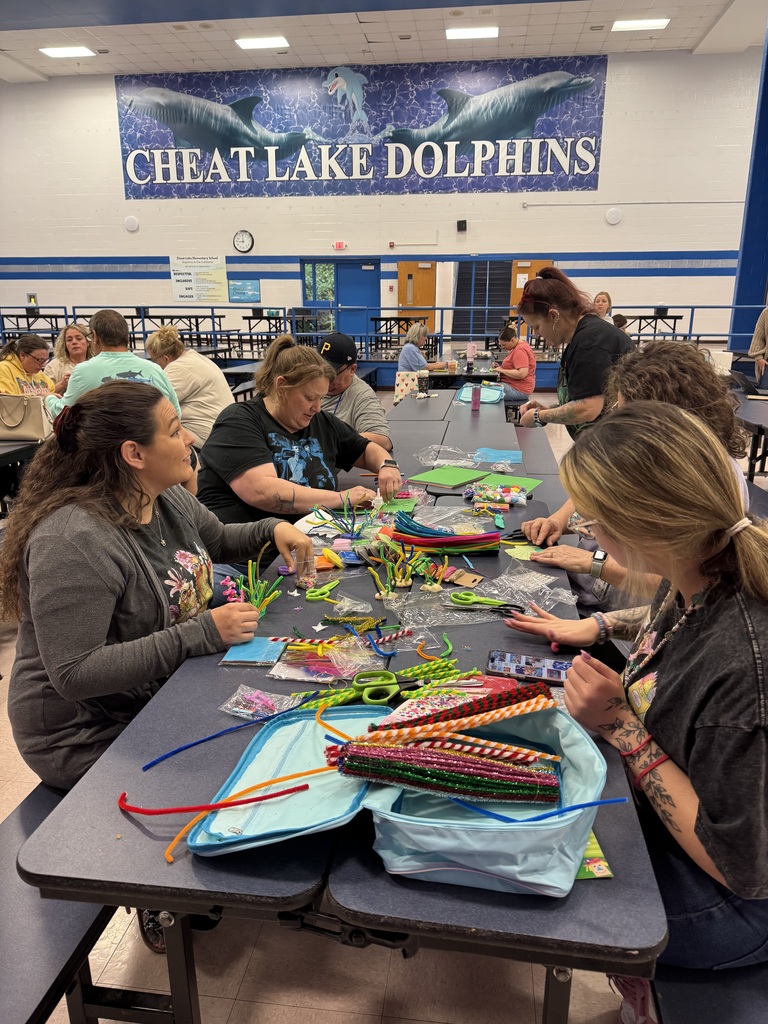 Cheat Lake Elementary service personnel hard at work on their Mascot Mania Challenge!