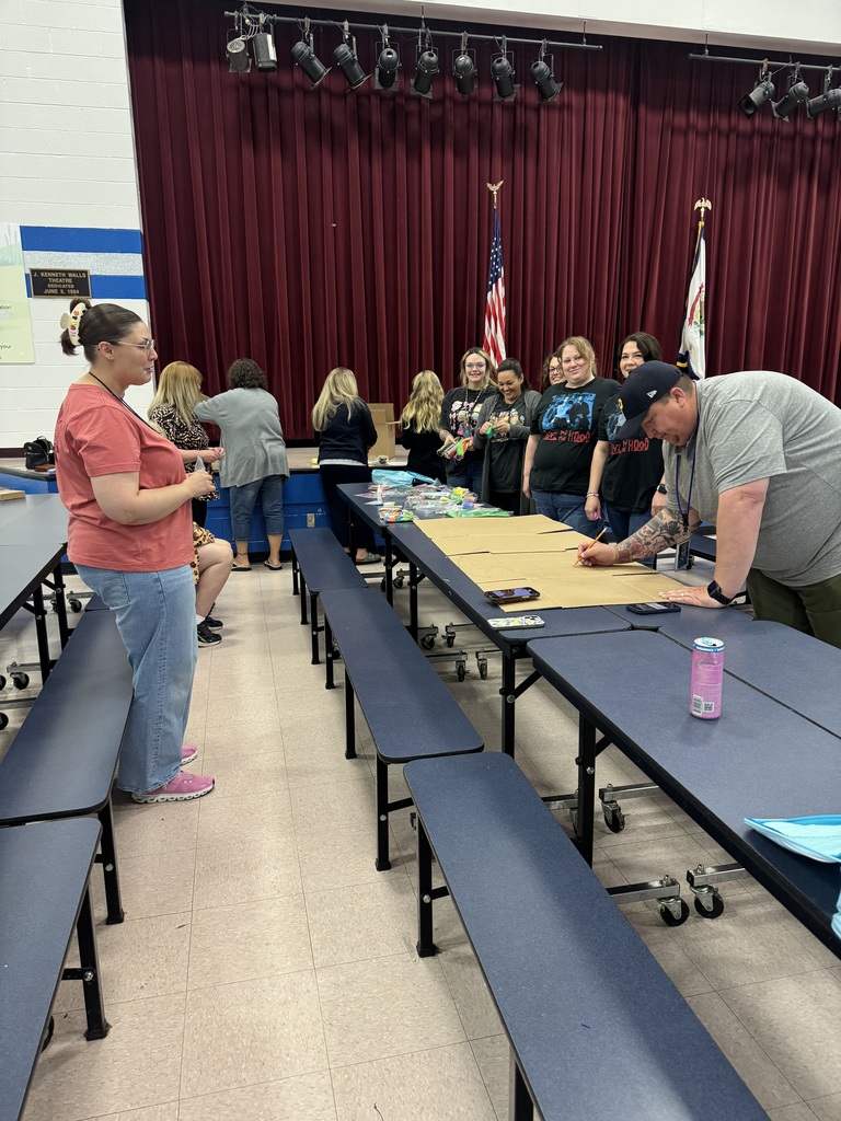 Cheat Lake Elementary service personnel hard at work on their Mascot Mania Challenge!