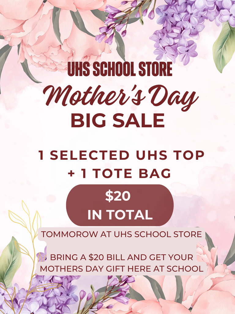 pink and purple flyer promoting mothers day sale