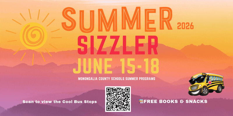 Summer Sizzler 2026 Starts June 15 and runs through June 18th.  Scan QR Code to view bus stops.  Free Boos & Snacks for students Pre-K through High School 