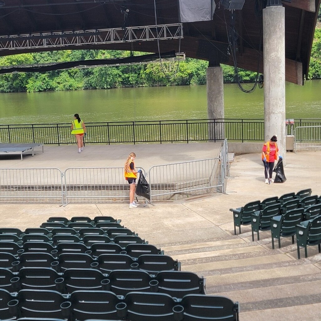 Making sure all the Amphitheater is clean.