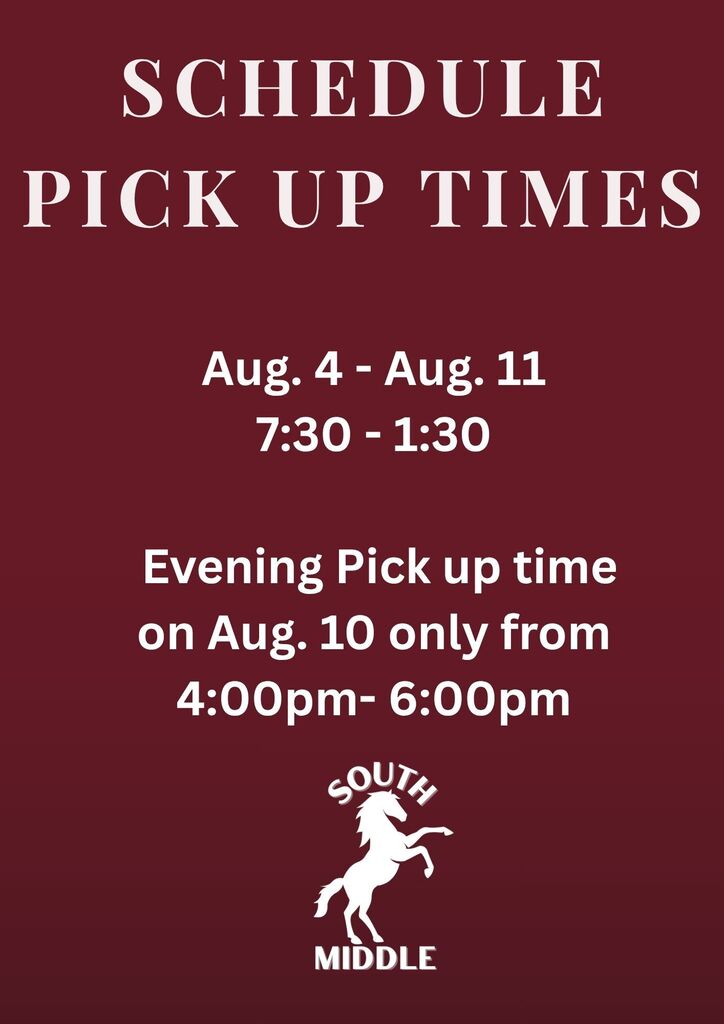 Flyer with a stallion and text only telling date and times for scheduling pickup