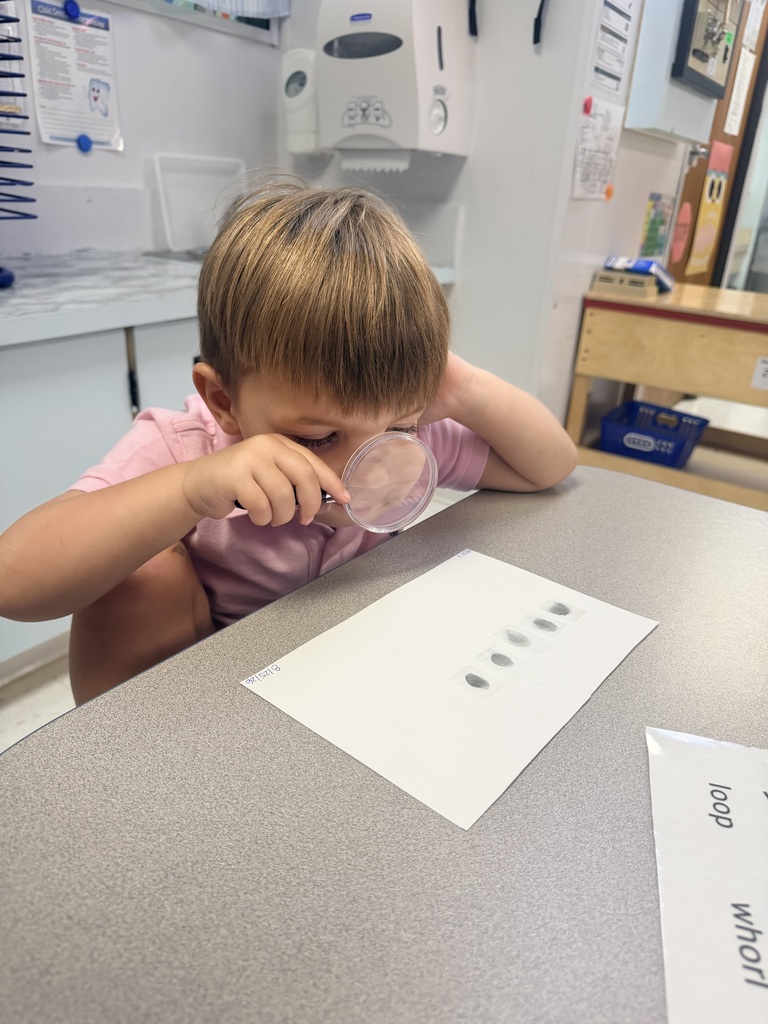 student studying finger prints