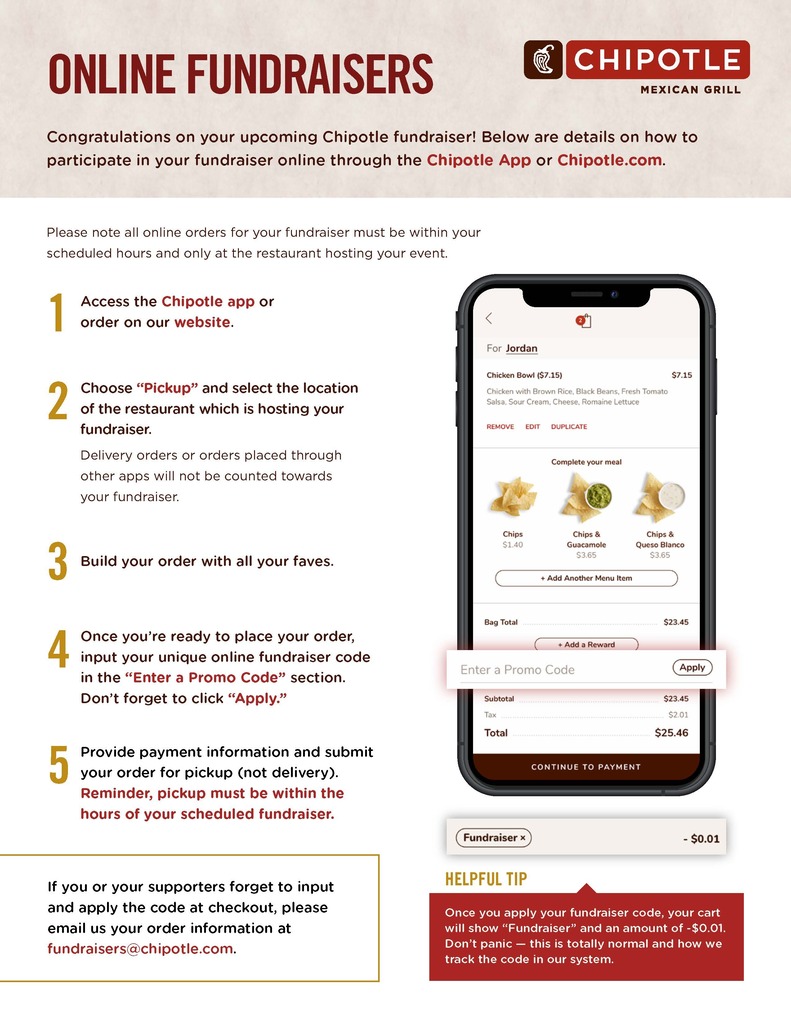 Chipotle Fundraiser flyers