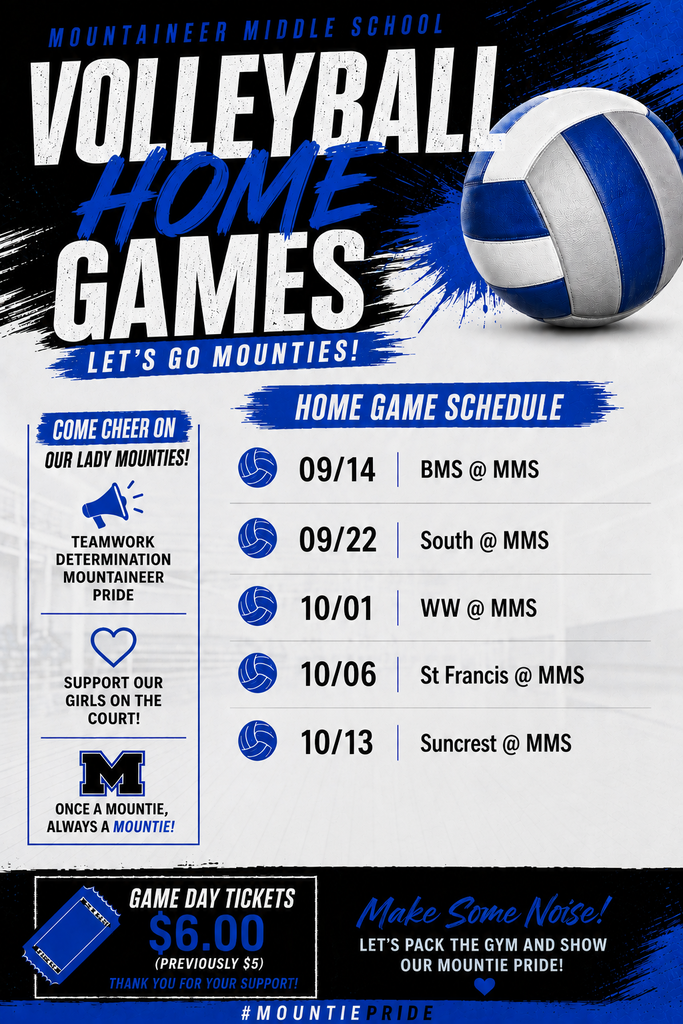 Volleyball Home Games Schedule - first home game is 9/14