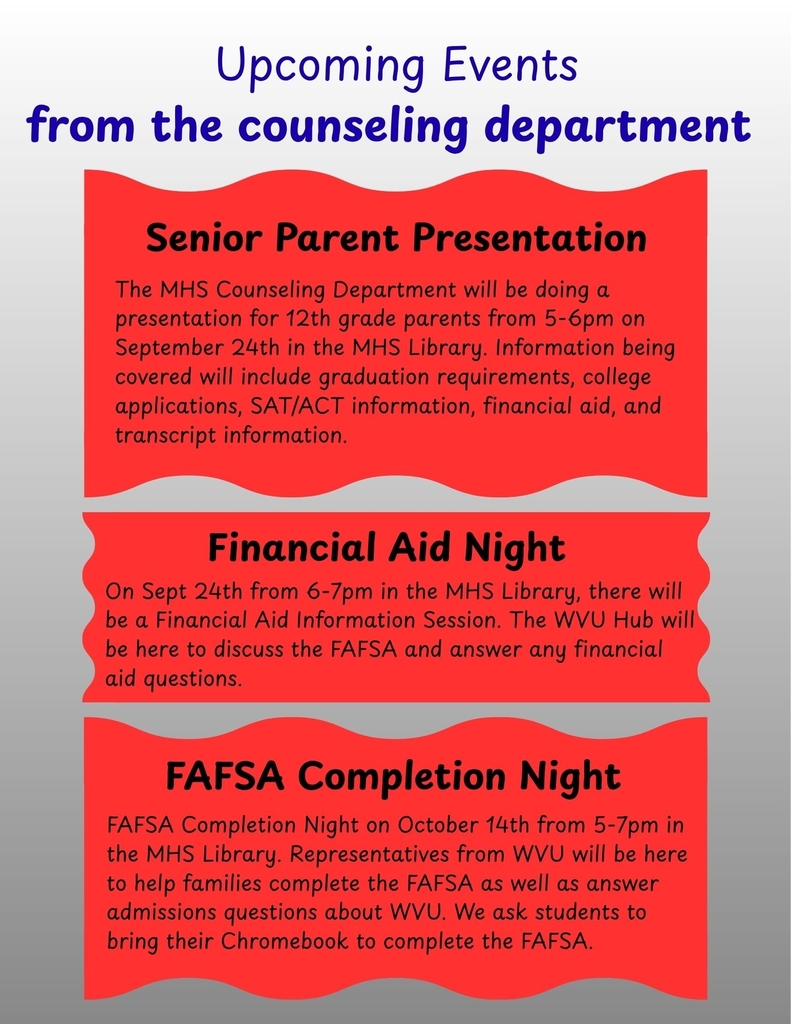 Information about the Counseling department events