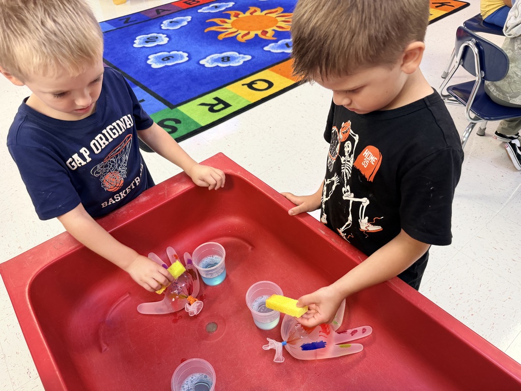 Prek students learning about germs
