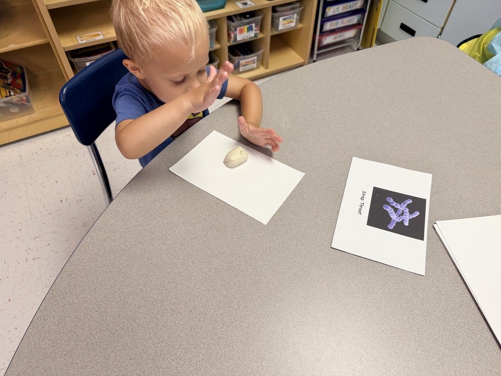 Prek students learning about germs