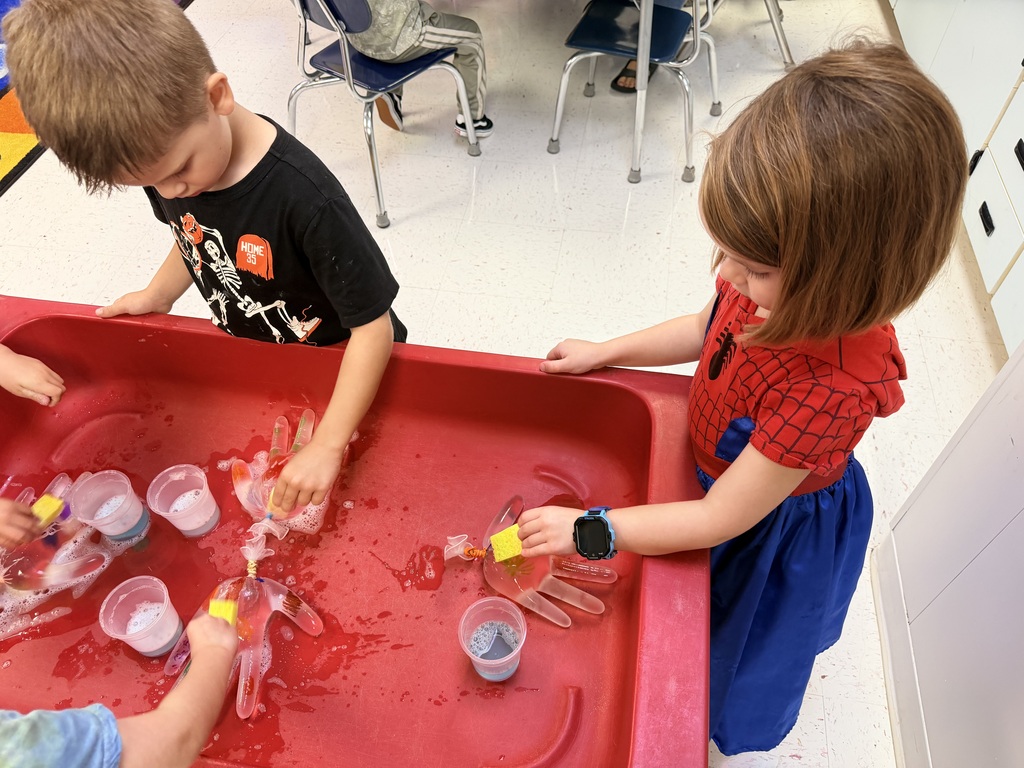 Prek students learning about germs