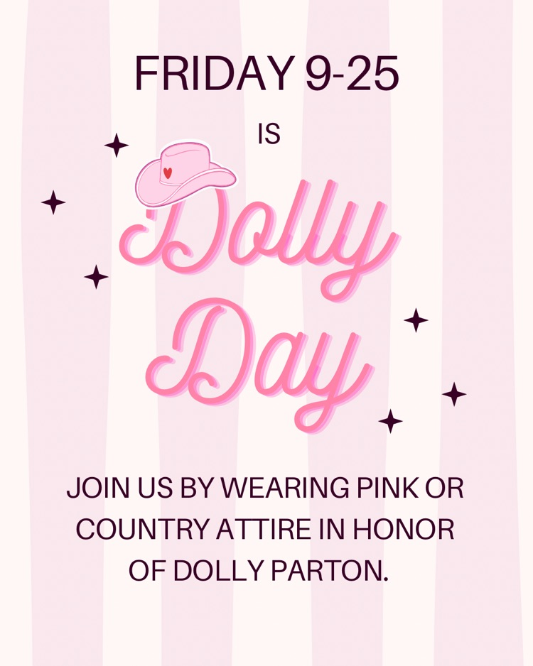 picture with a striped pink background, letter and a pink cowboy hat.