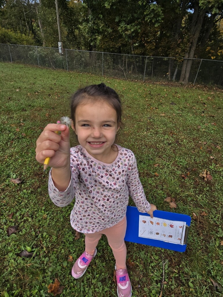 PreK students on a scavenger hunt