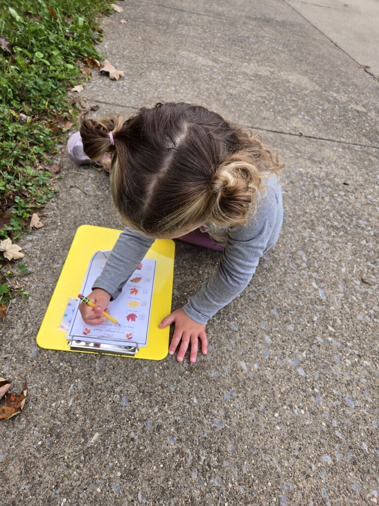 PreK students on a scavenger hunt