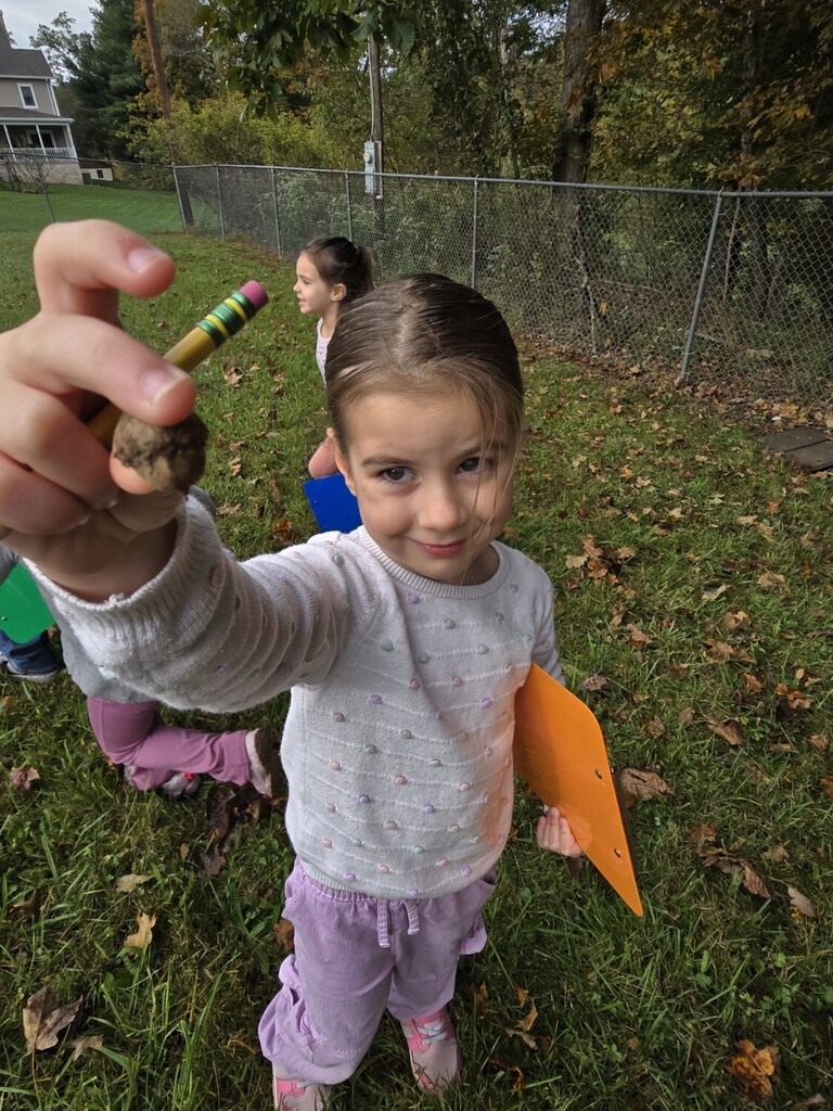 PreK students on a scavenger hunt