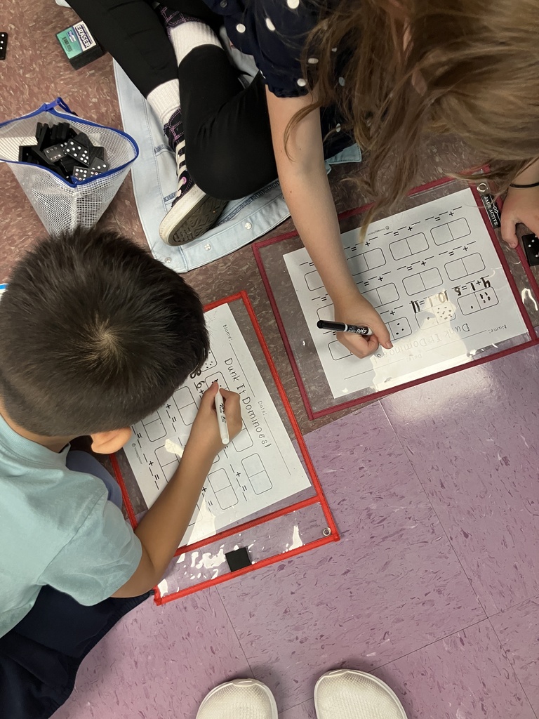 Students using math stations