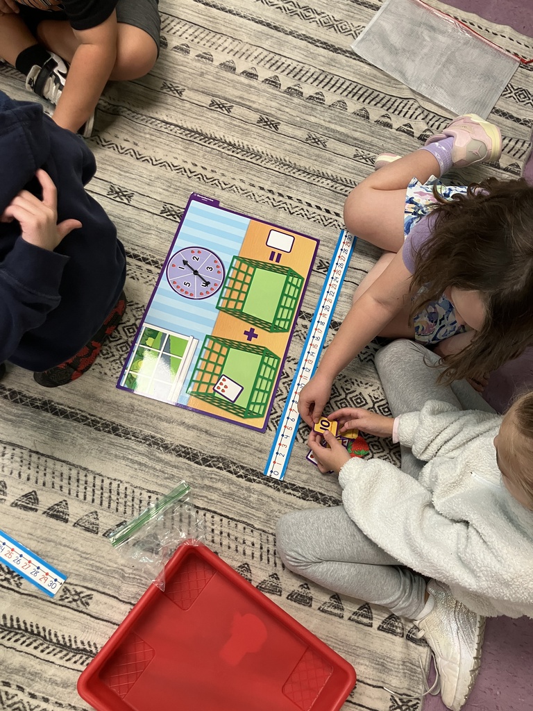 Students using math stations