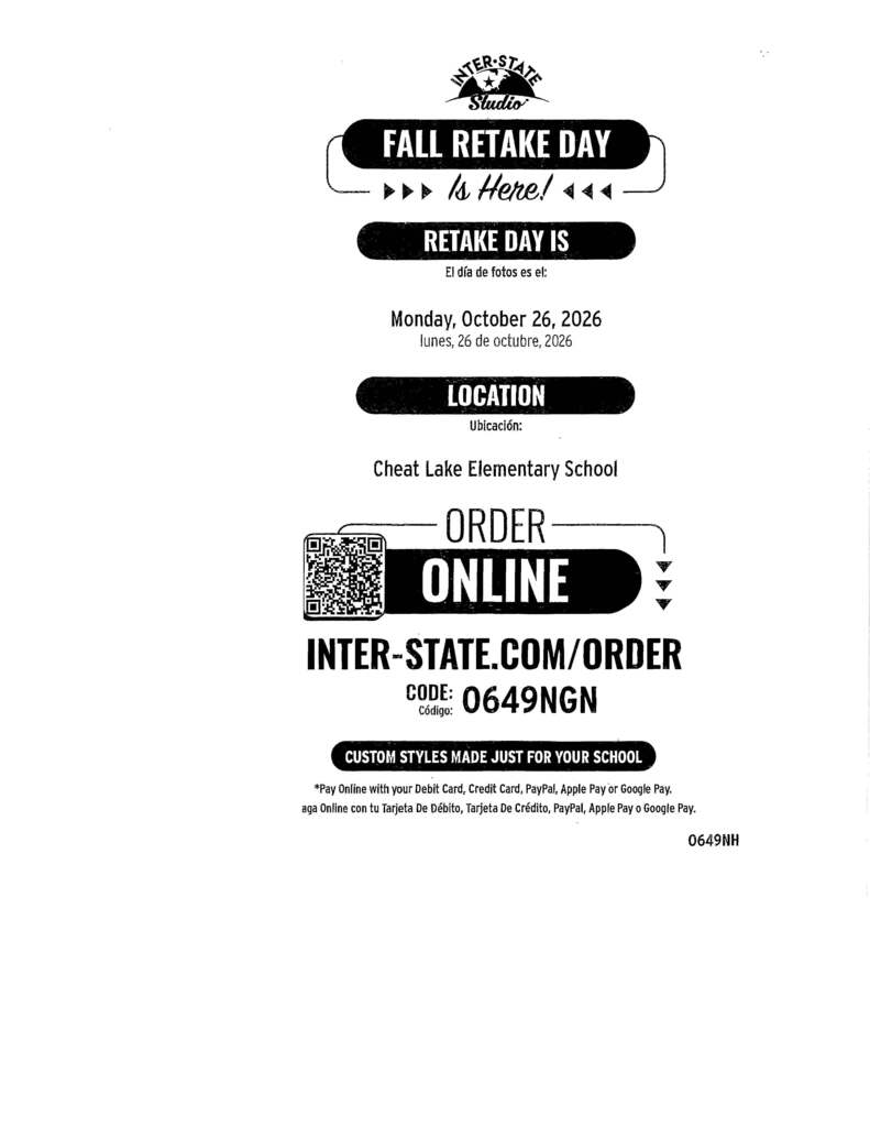 Picture Retake Day Monday October 26