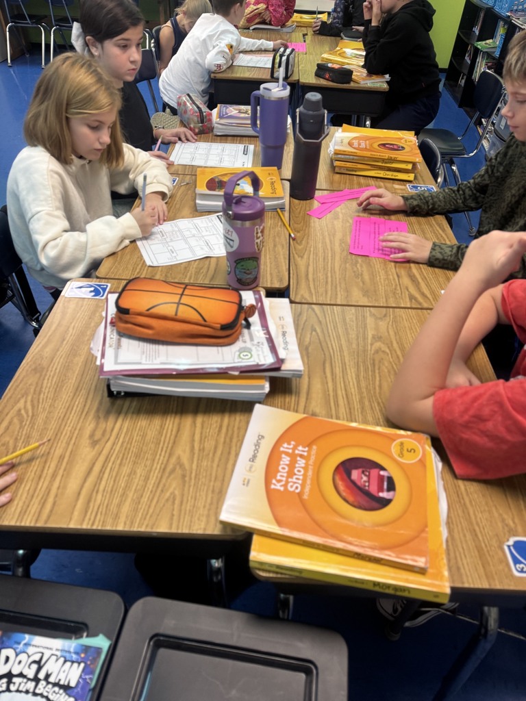 Students working on reading activities